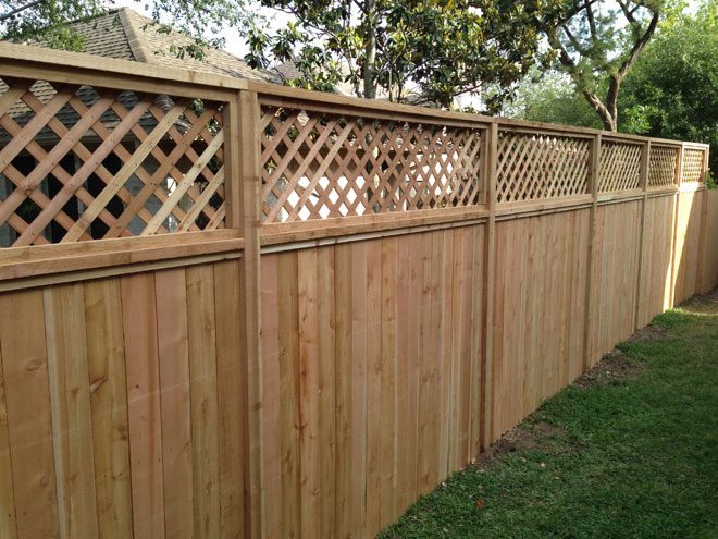 cedar privacy fence with lattice w