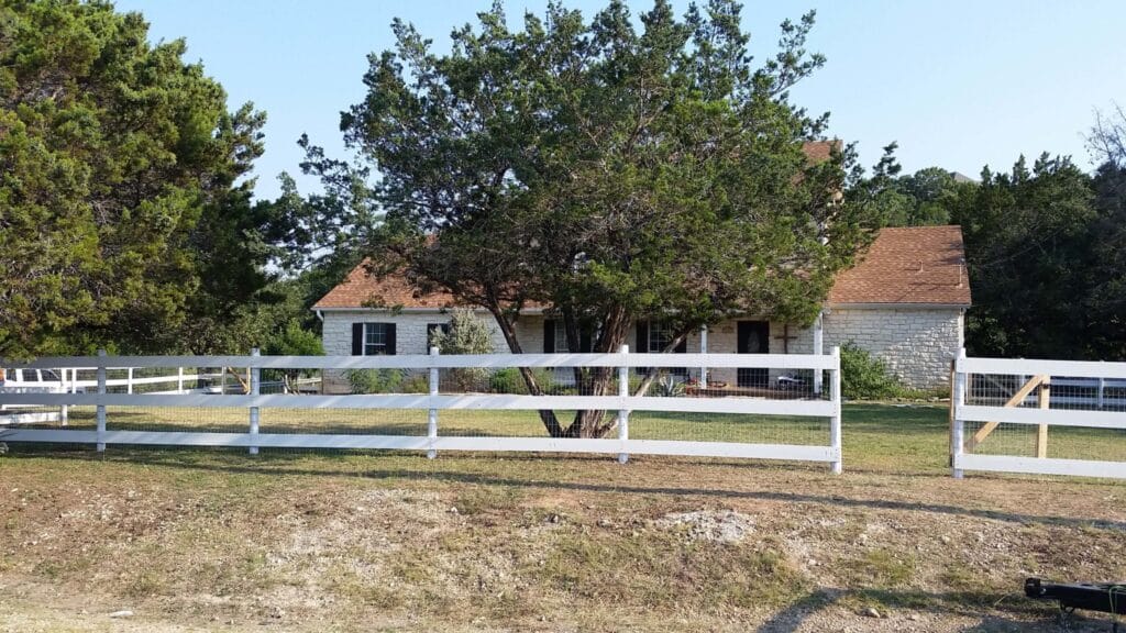 Horse rail fence - Painted White with wire attached