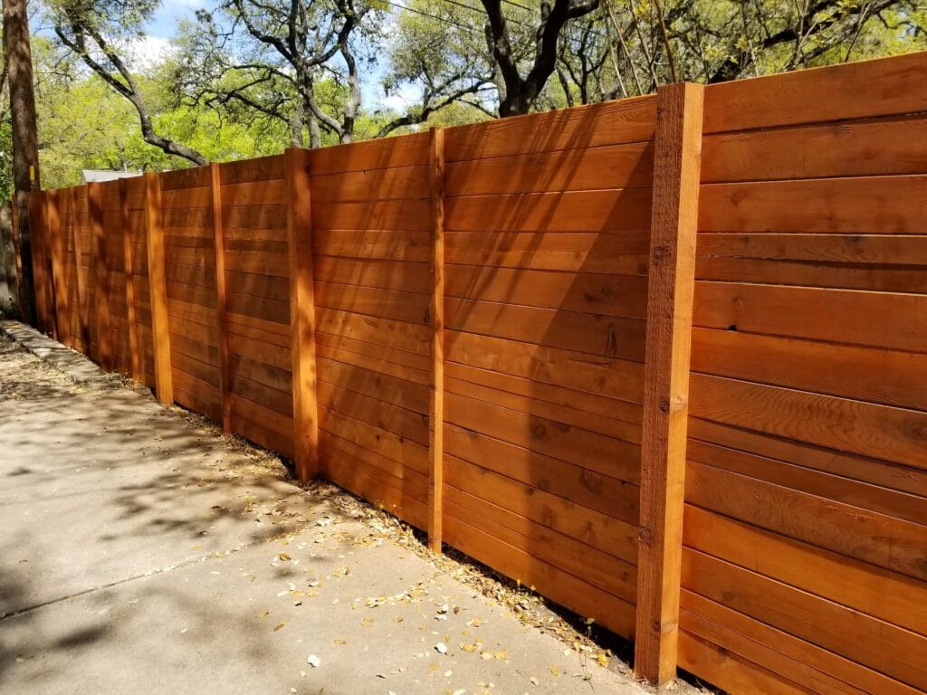 Horizontal Cedar fence (stained)