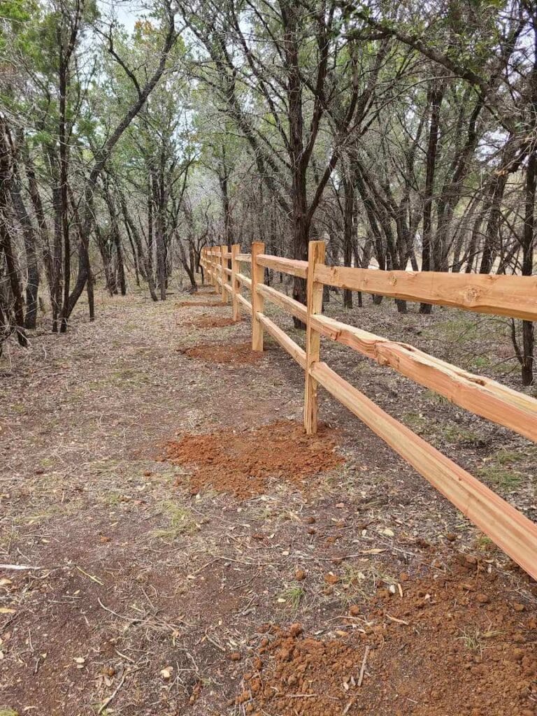 Cedar split rail fence