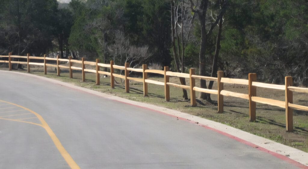 Two-rail split rail fencing.