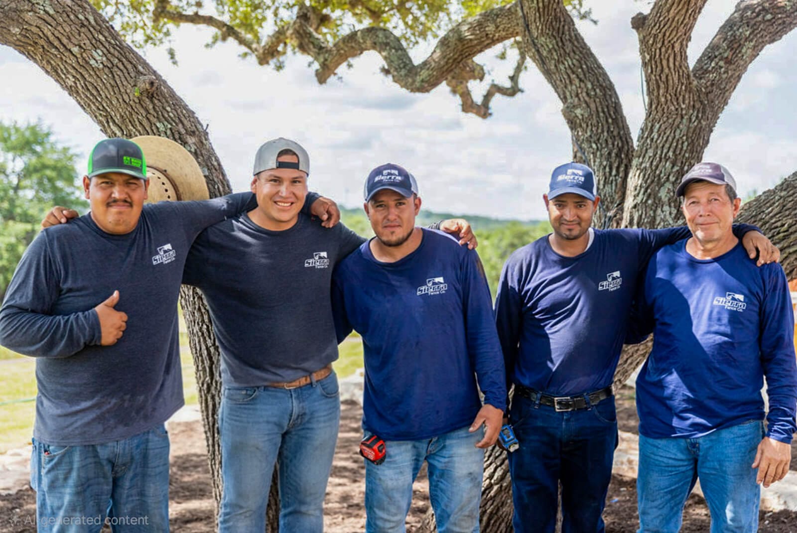 Sierra Fence workers posing near completed fence installation in Texas

