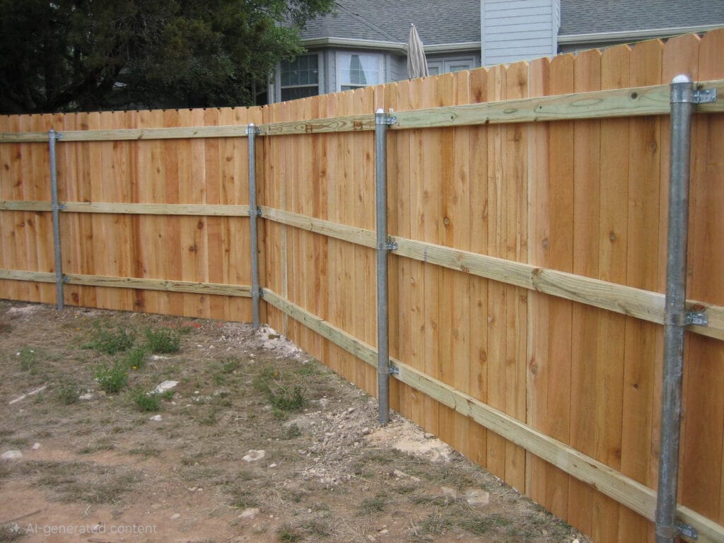 Three-rail cedar fence with steel posts for long-term stability