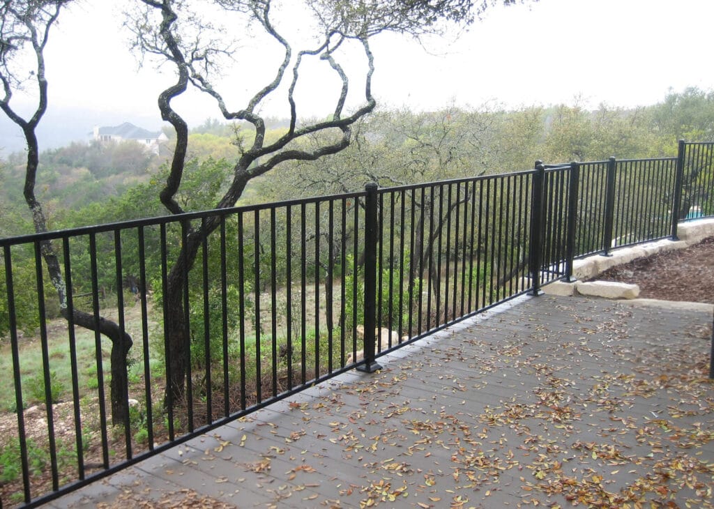 Custom iron deck railing with secure modern design